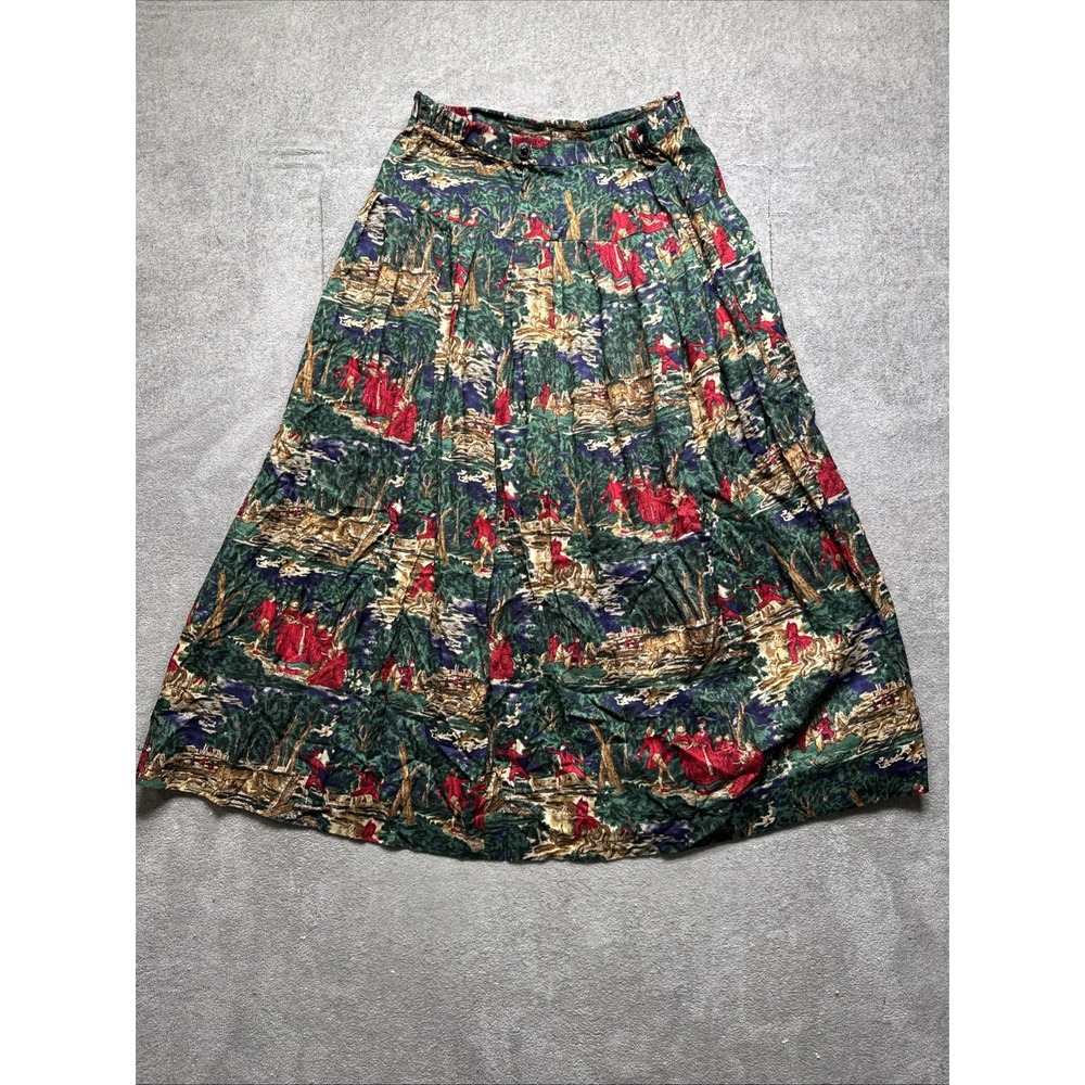 Vintage‎ Lanz Originals Women's Skirt Set 10 Forest Green Maxi Pleated Country - Picture 14 of 16